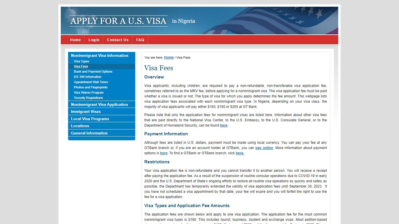 Apply for a U.S. Visa | Visa Fees - Nigeria (English) - USTravelDocs