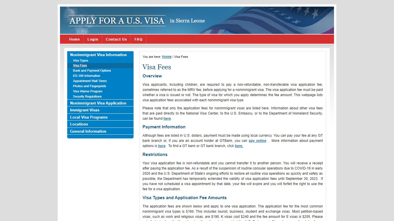 Apply for a U.S. Visa | Visa Fees - Sierra Leone (English) - USTravelDocs